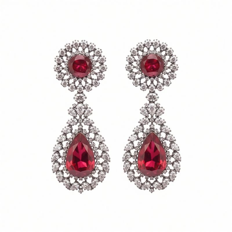 Elina Ruby Drop Earrings