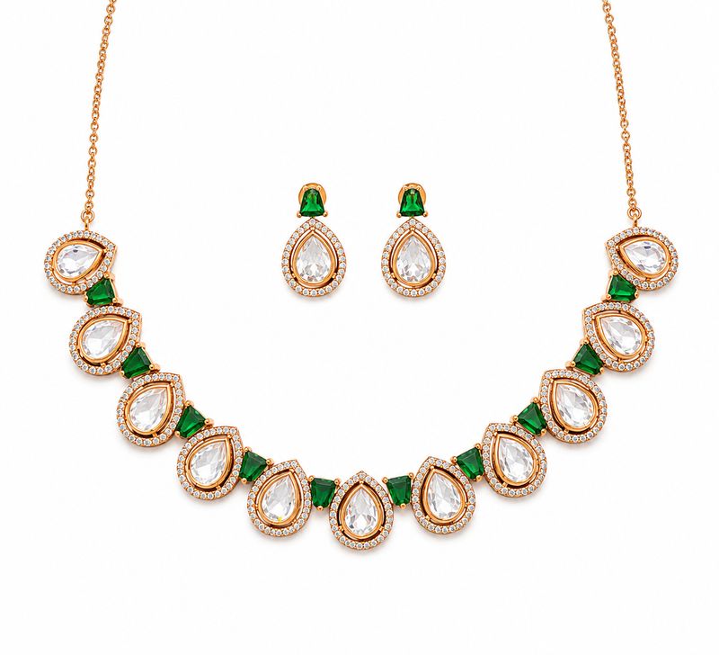 Emerald Teardrop Necklace Set
