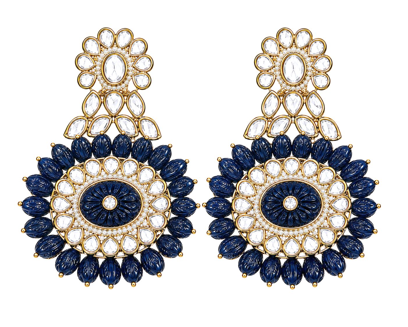 Naeva Emerald Statement Earrings, Colour: Blue