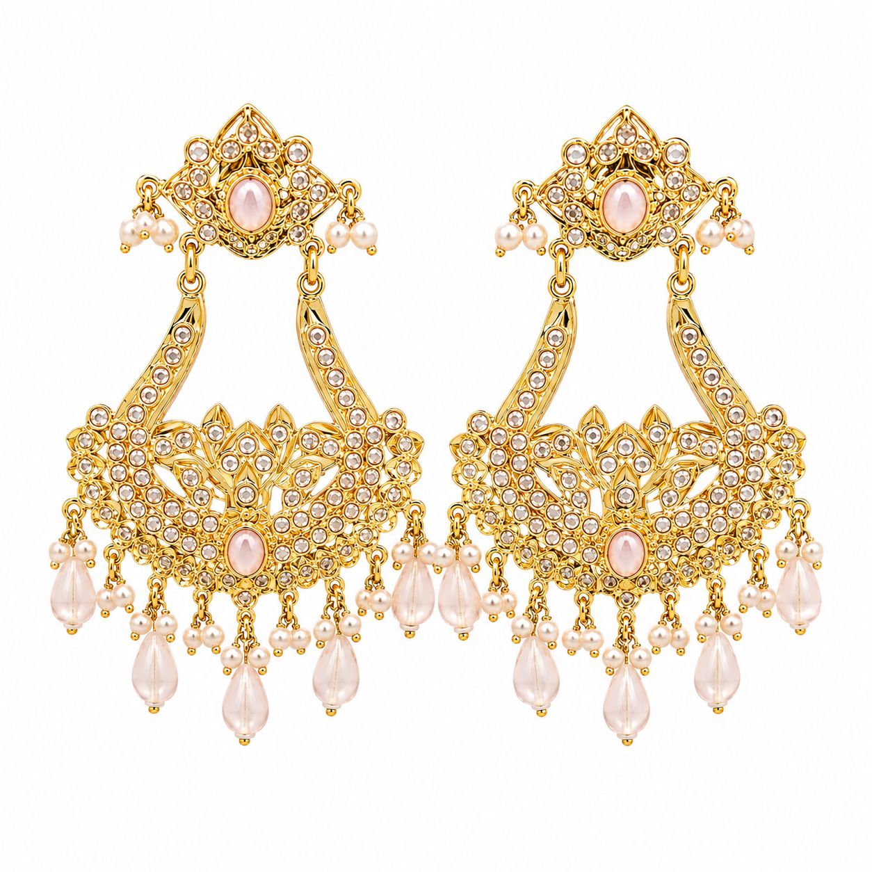 Sahira Blush Pearl Chand Earrings