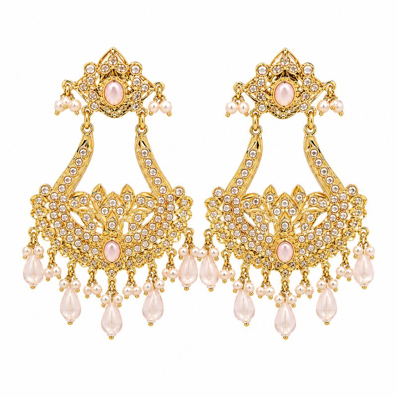 Sahira Blush Pearl Chand Earrings
