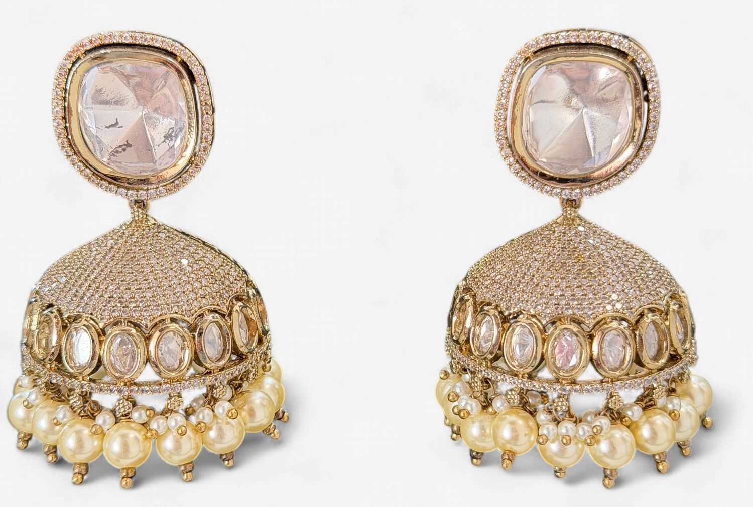 Ziyana Kundan Jhumka Earrings