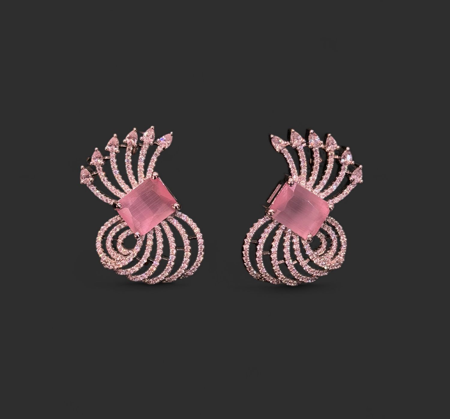 Ravina Blush Spiral Stud Earrings