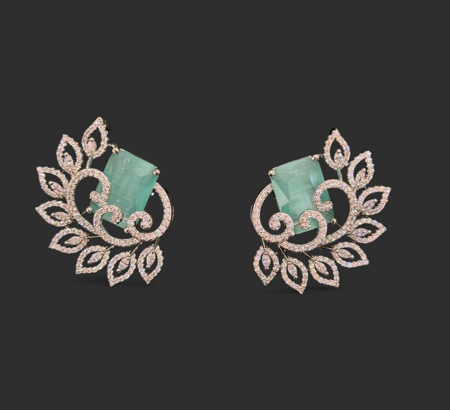 Aurelia Mint Leaf Statement Studs