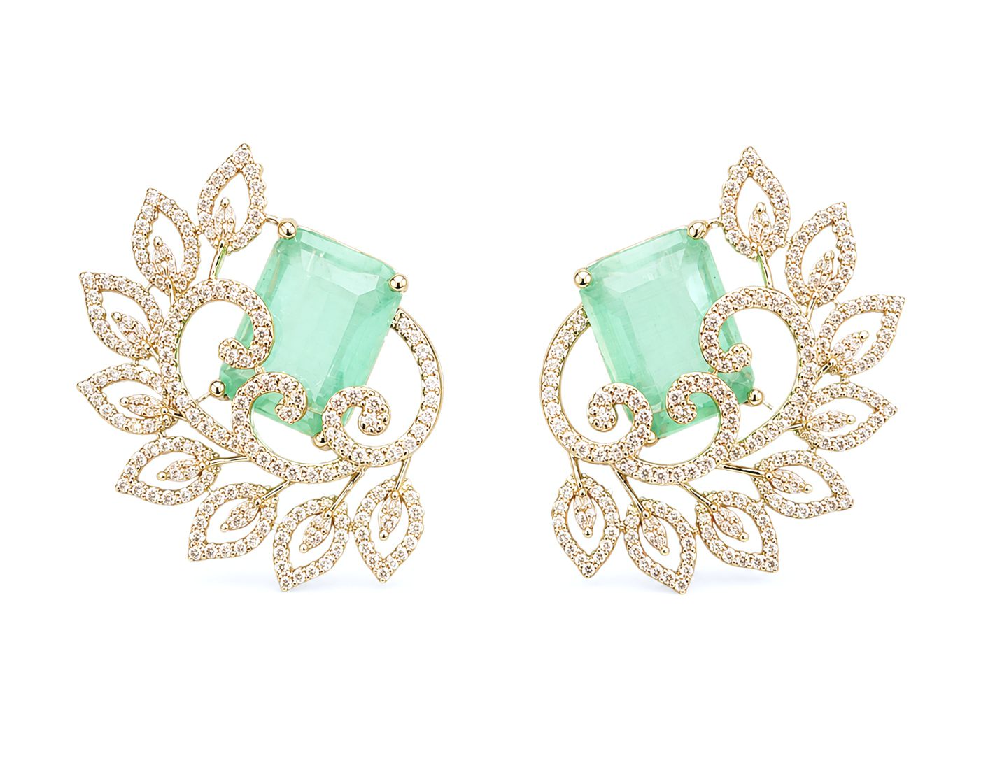 Aurelia Mint Leaf Statement Studs