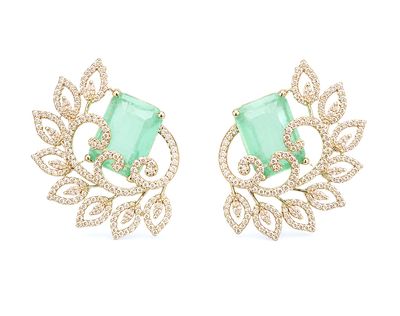 Aurelia Mint Leaf Statement Studs