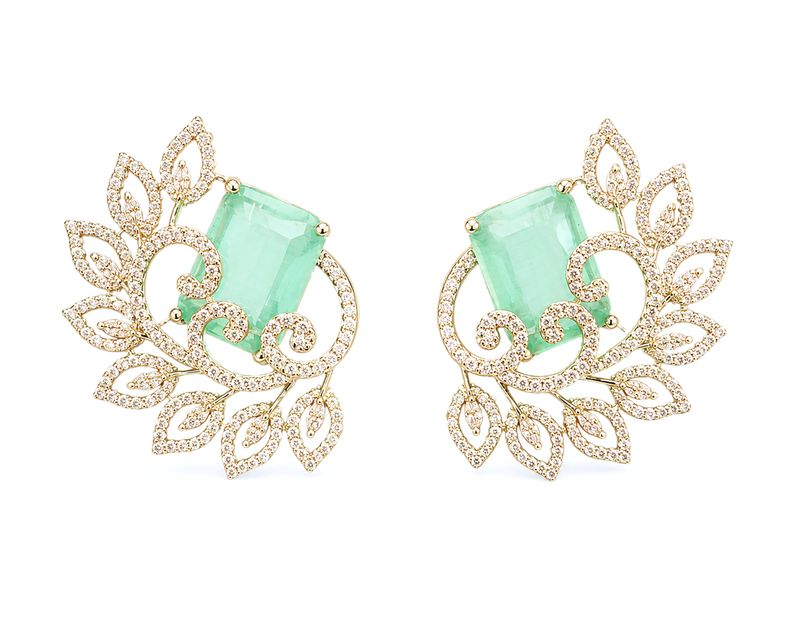 Aurelia Mint Leaf Statement Studs