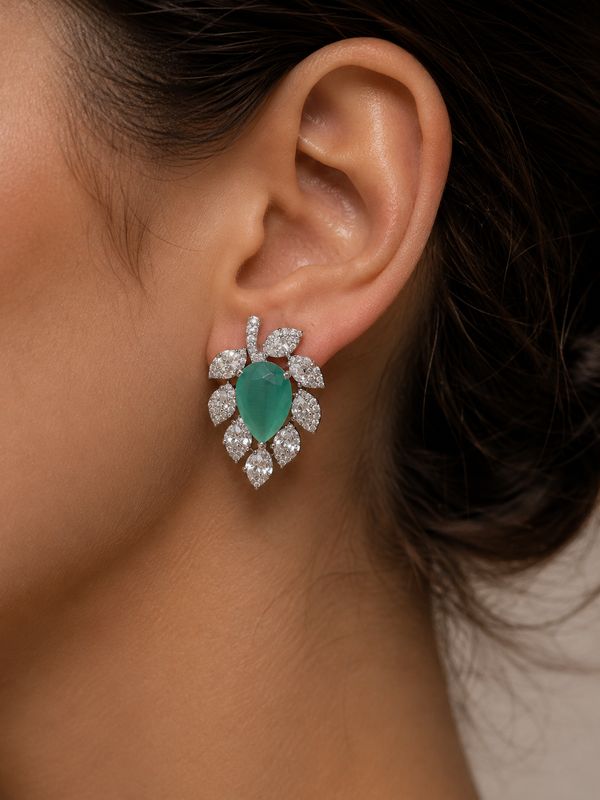 Emerald Bloom Stud Earrings