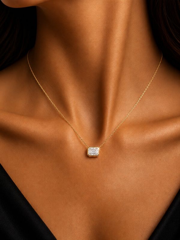 1ct Emerald Cut Lab Diamond Necklace