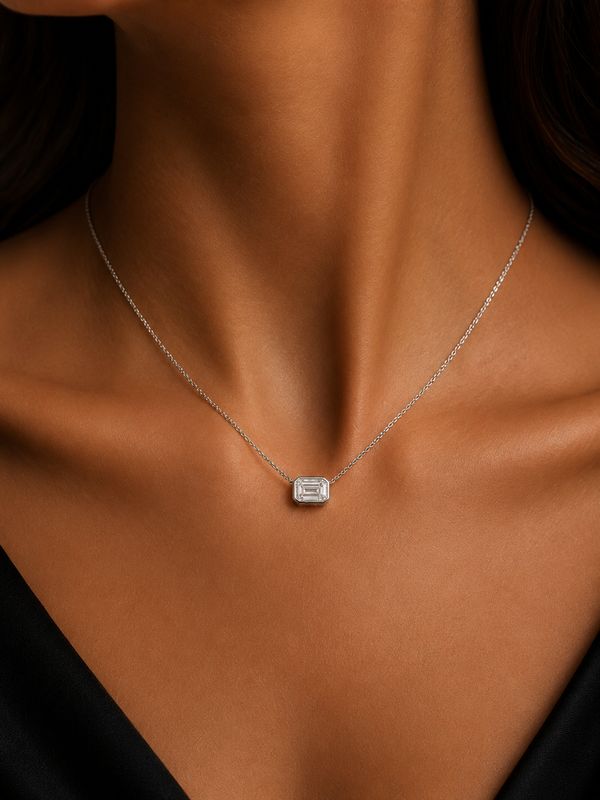 0.70ct Emerald Cut Lab Diamond Necklace