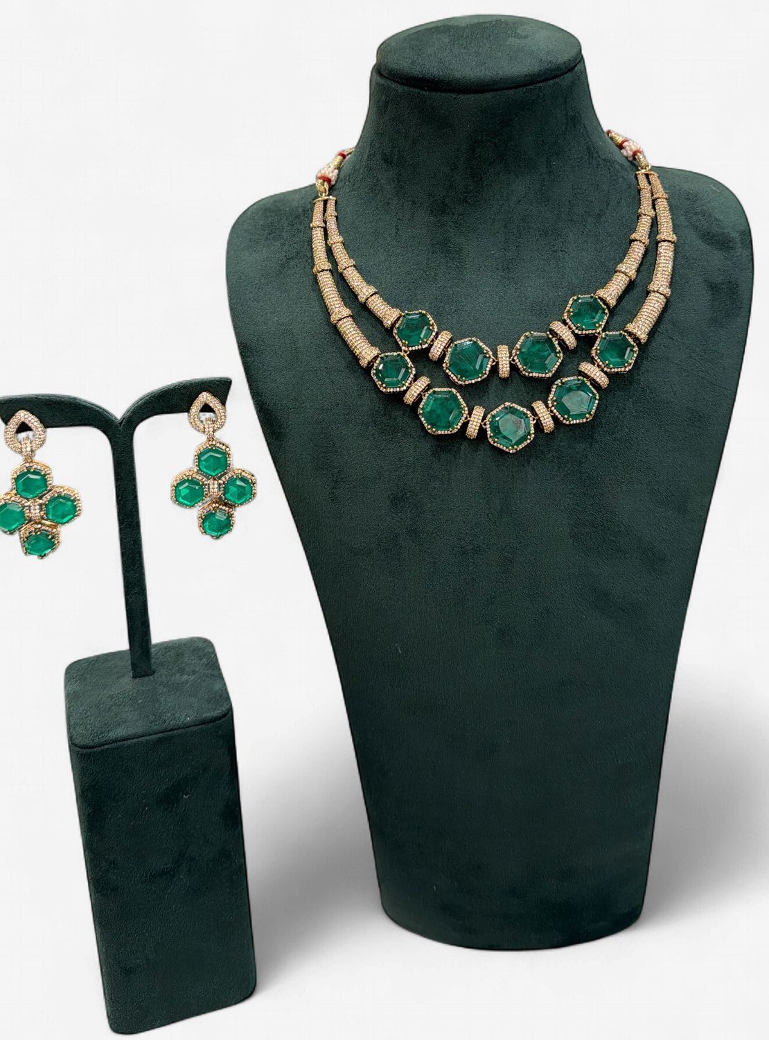 Elina Emerald CZ Necklace Set