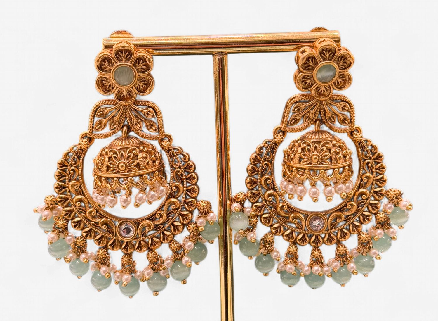 Nayra Mint Jhumki Chand Earrings