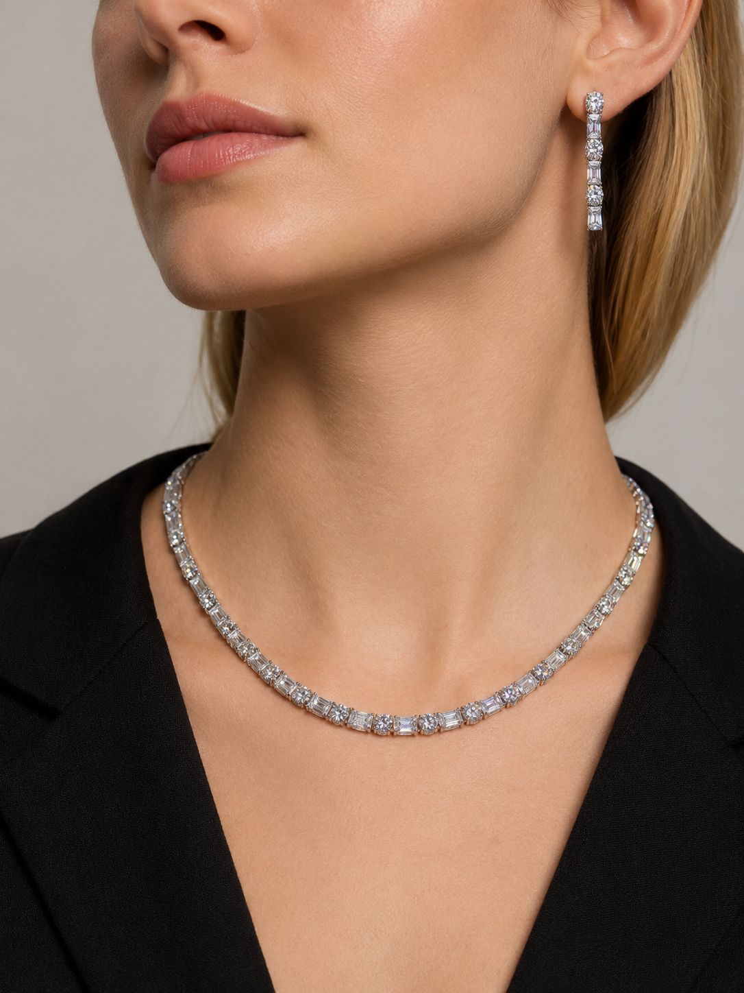 Celestia Tennis Necklace &amp; Earrings Set