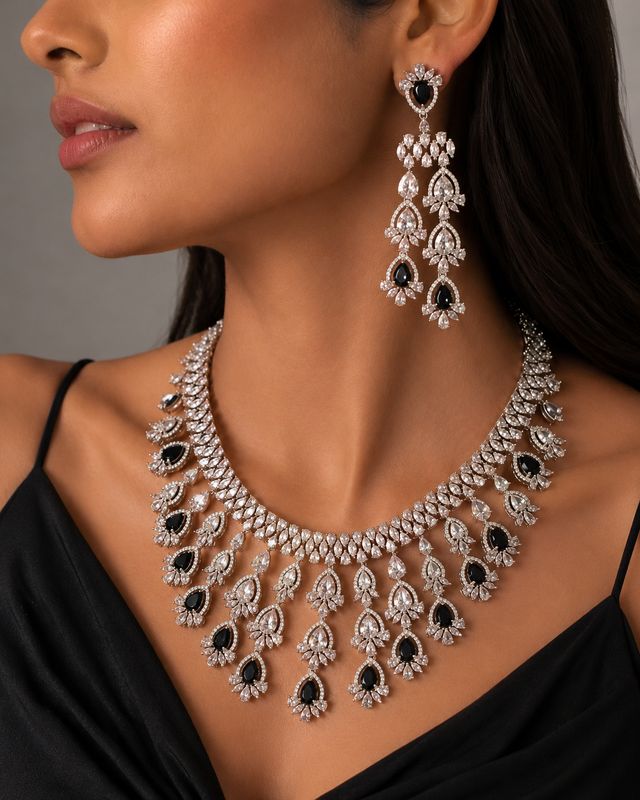 Noiré American Diamond Necklace Set
