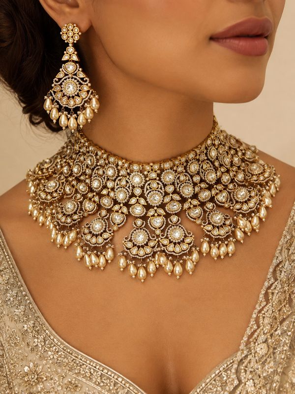Saira Polki &amp; Pearl Choker Set