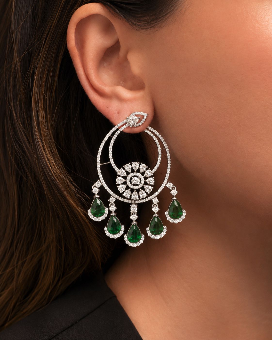 Eshara Emerald Statement Earrings