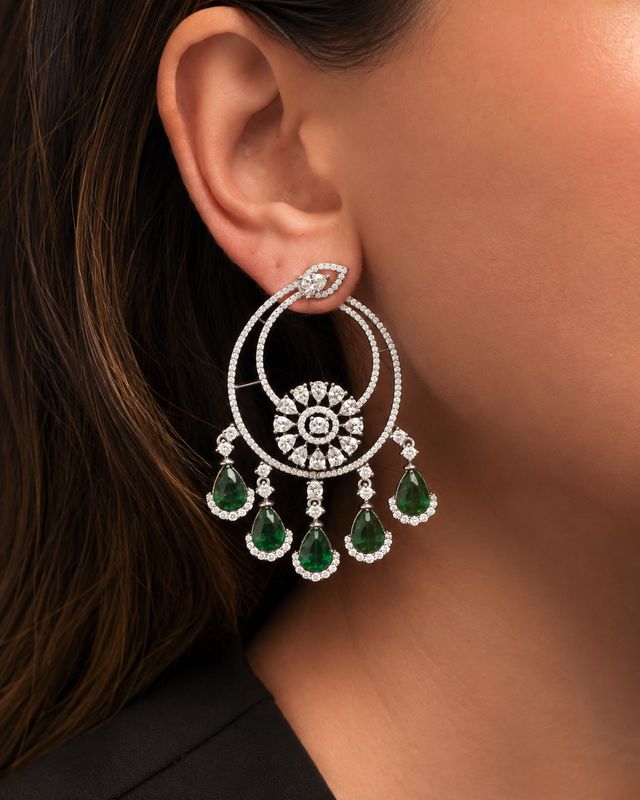 Eshara Emerald Statement Earrings