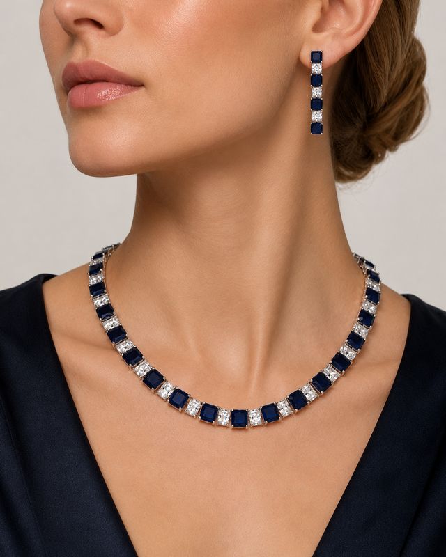 Sapphire Royale Necklace &amp; Earrings Set