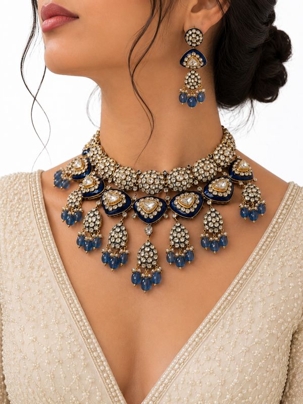 Royal Sapphire Kundan Set