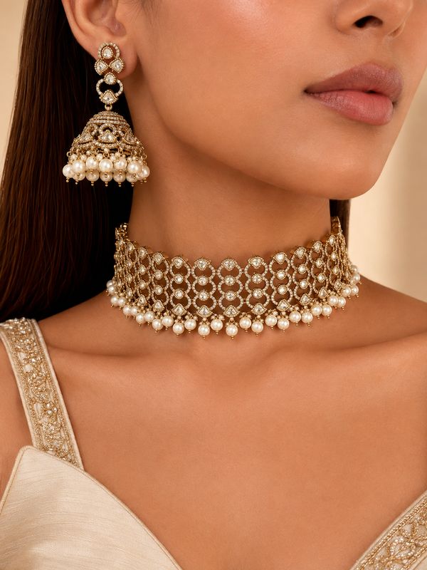 Aaraya Polki &amp; Pearl Choker Set