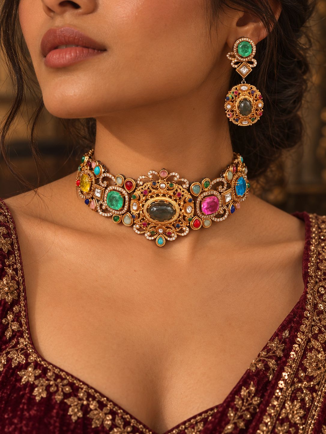 Elara Navratan Choker Set