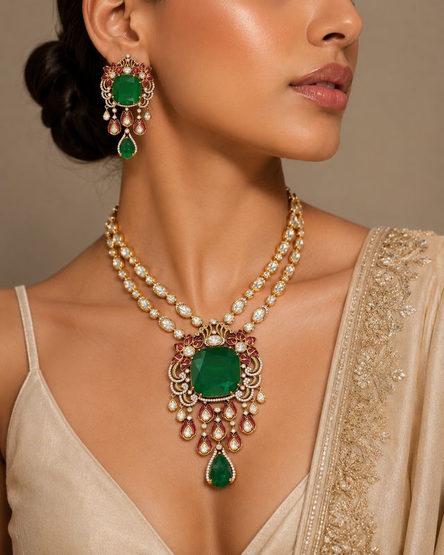 Safira Emerald Statement Necklace Set