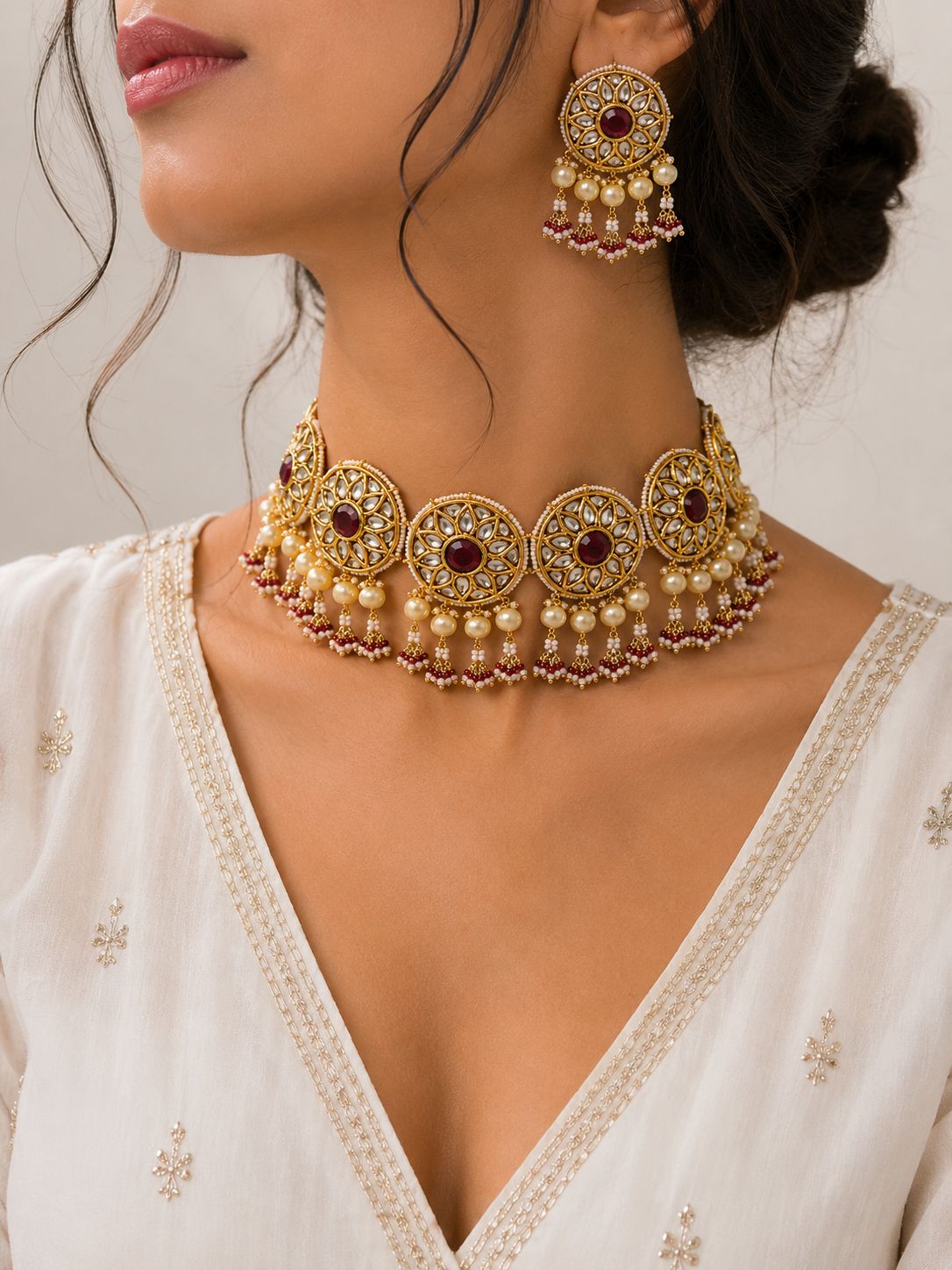 Ruby Kundan Choker Set