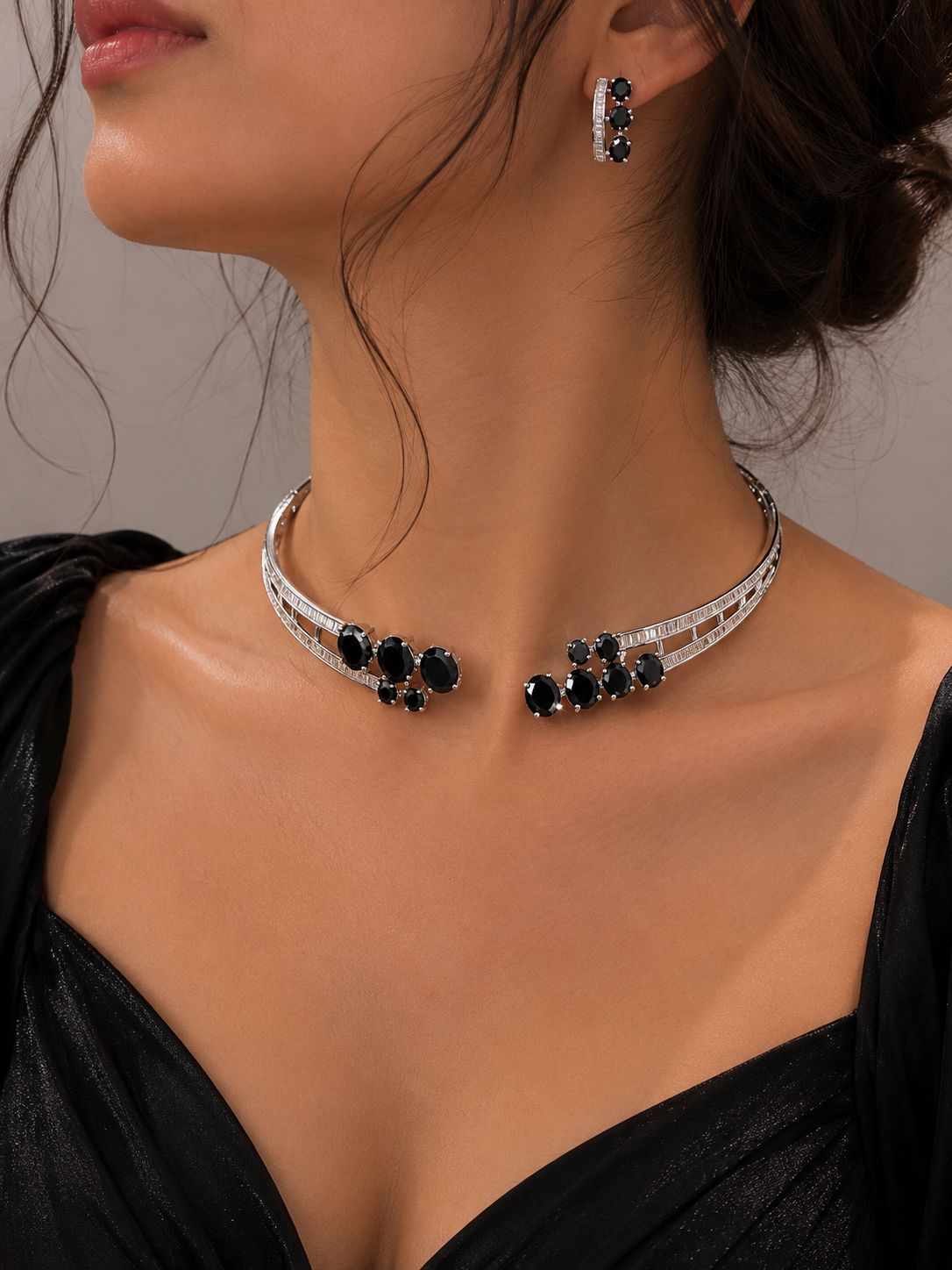 Midnight Elegance CZ Choker Set