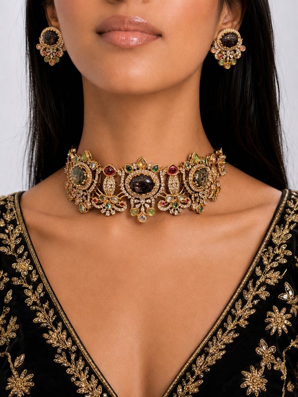 Navratan Noir Heritage Choker Set