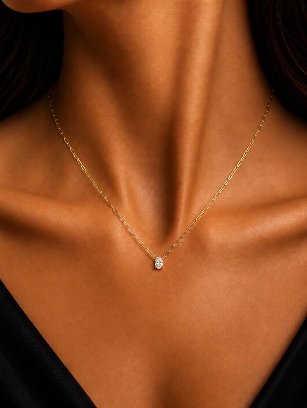 0.70ct Oval Paperclip Pendant