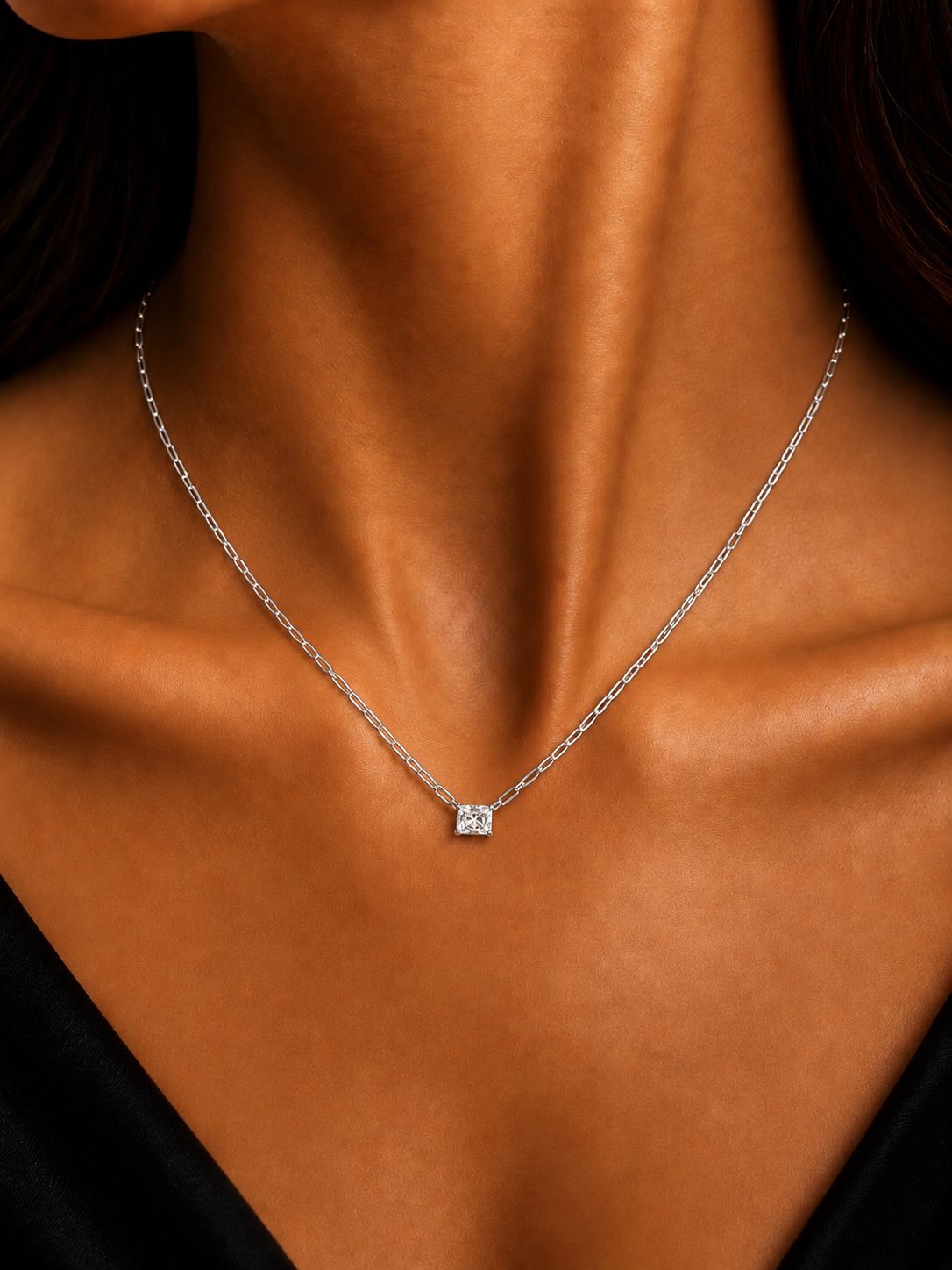 0.70ct Radiant Paperclip Pendant