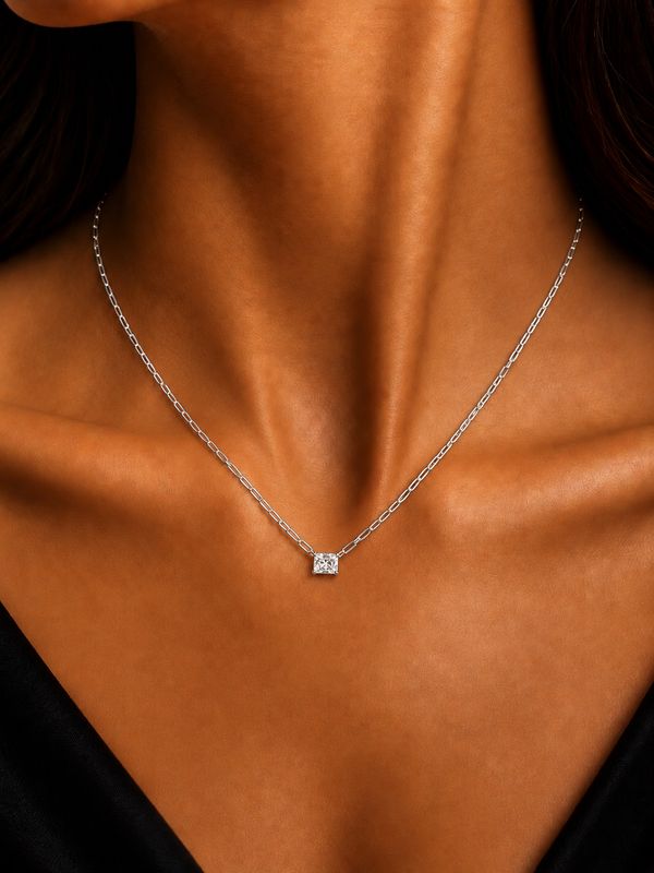 0.70ct Radiant Paperclip Pendant
