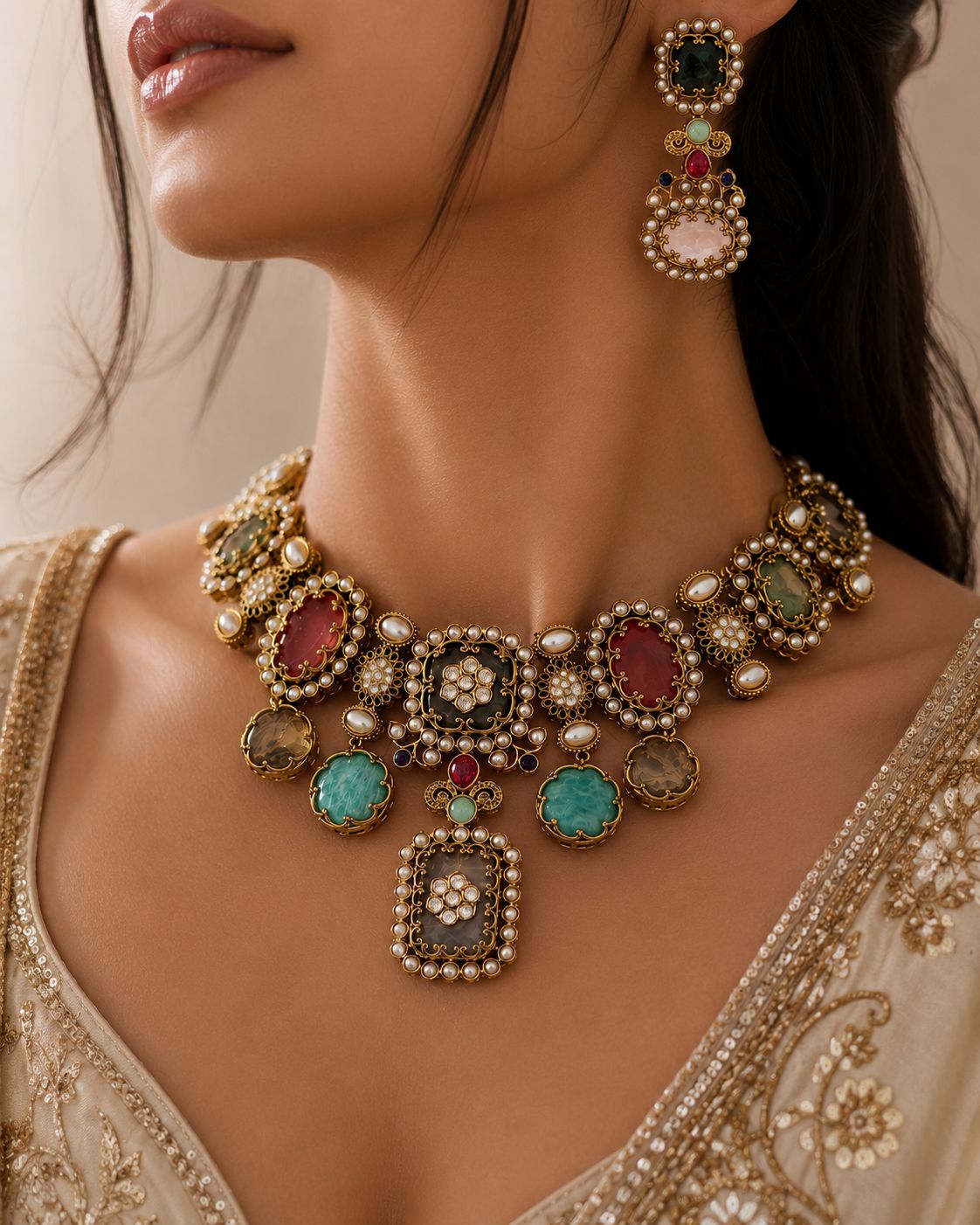 Aurelia Navratan Statement Necklace Set