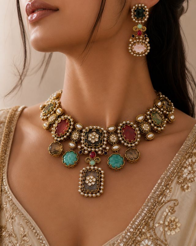 Aurelia Navratan Statement Necklace Set