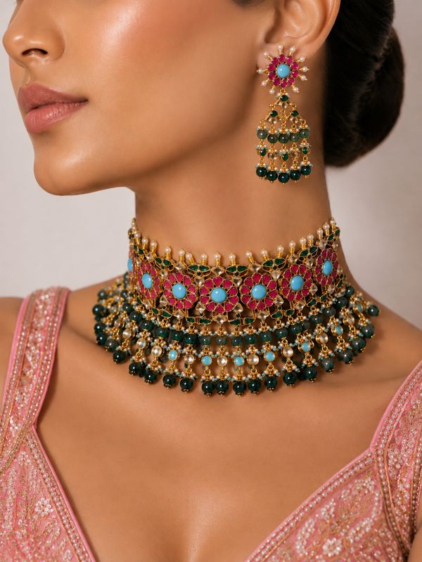 Amara Floral Kundan Choker Set
