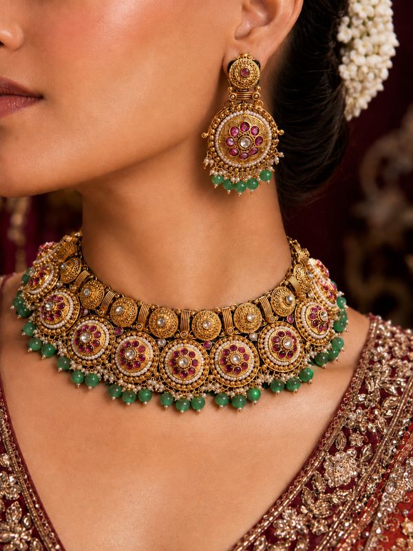 Zarina Antique Gold Bridal Set