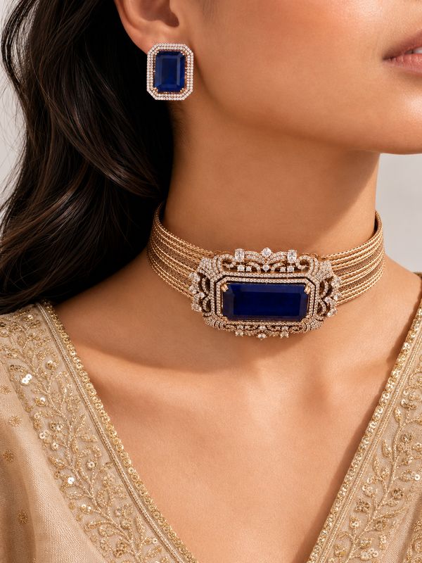 Aurelia Sapphire Statement Choker Set