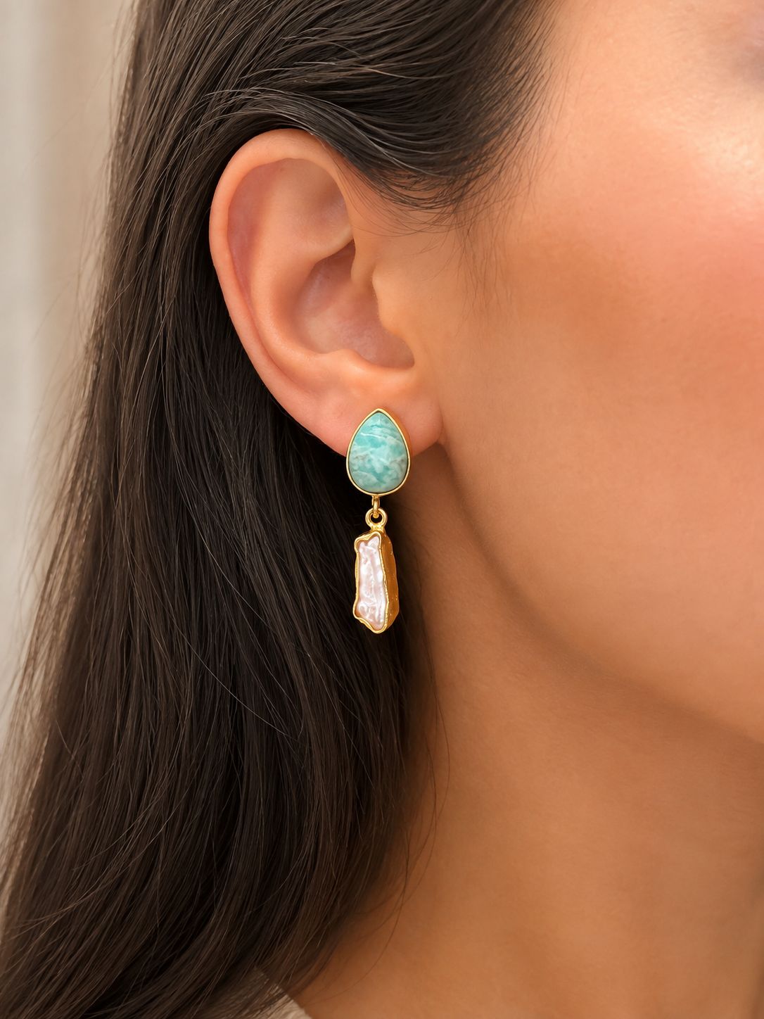 Liora Pearl Earrings, Colour: Blue