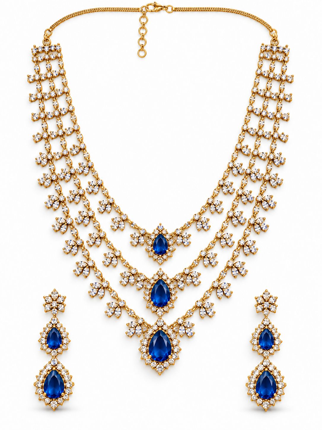 Aveline Layered Necklace Set, Colour: Blue