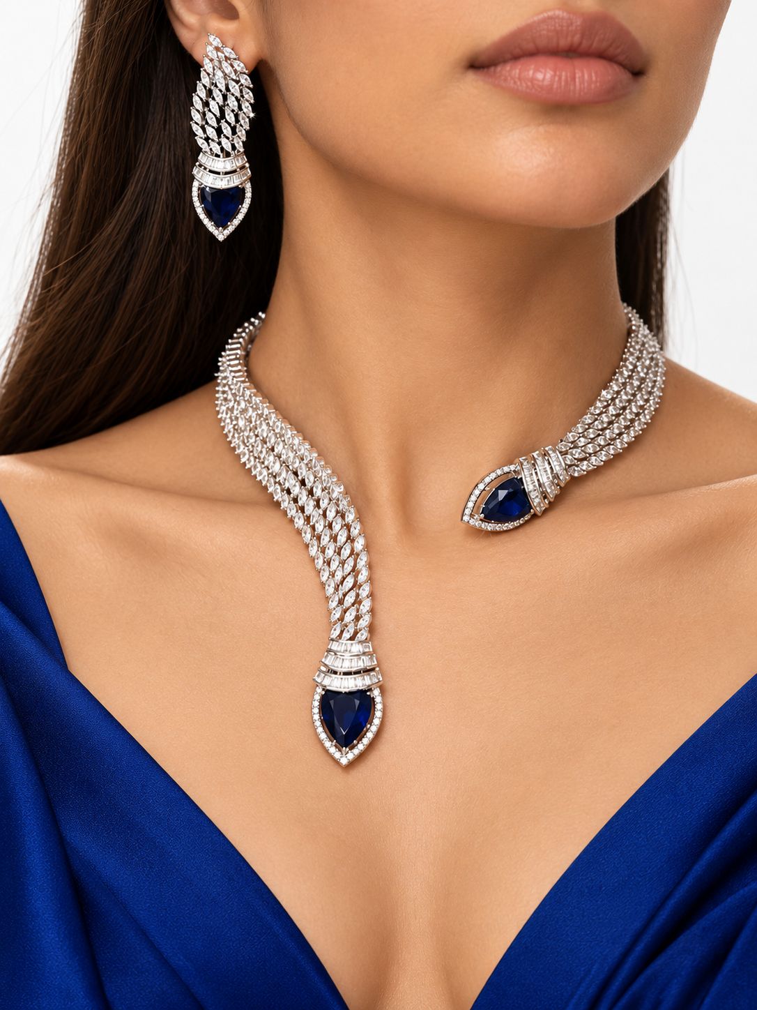 Celestia Sapphire Statement Necklace Set