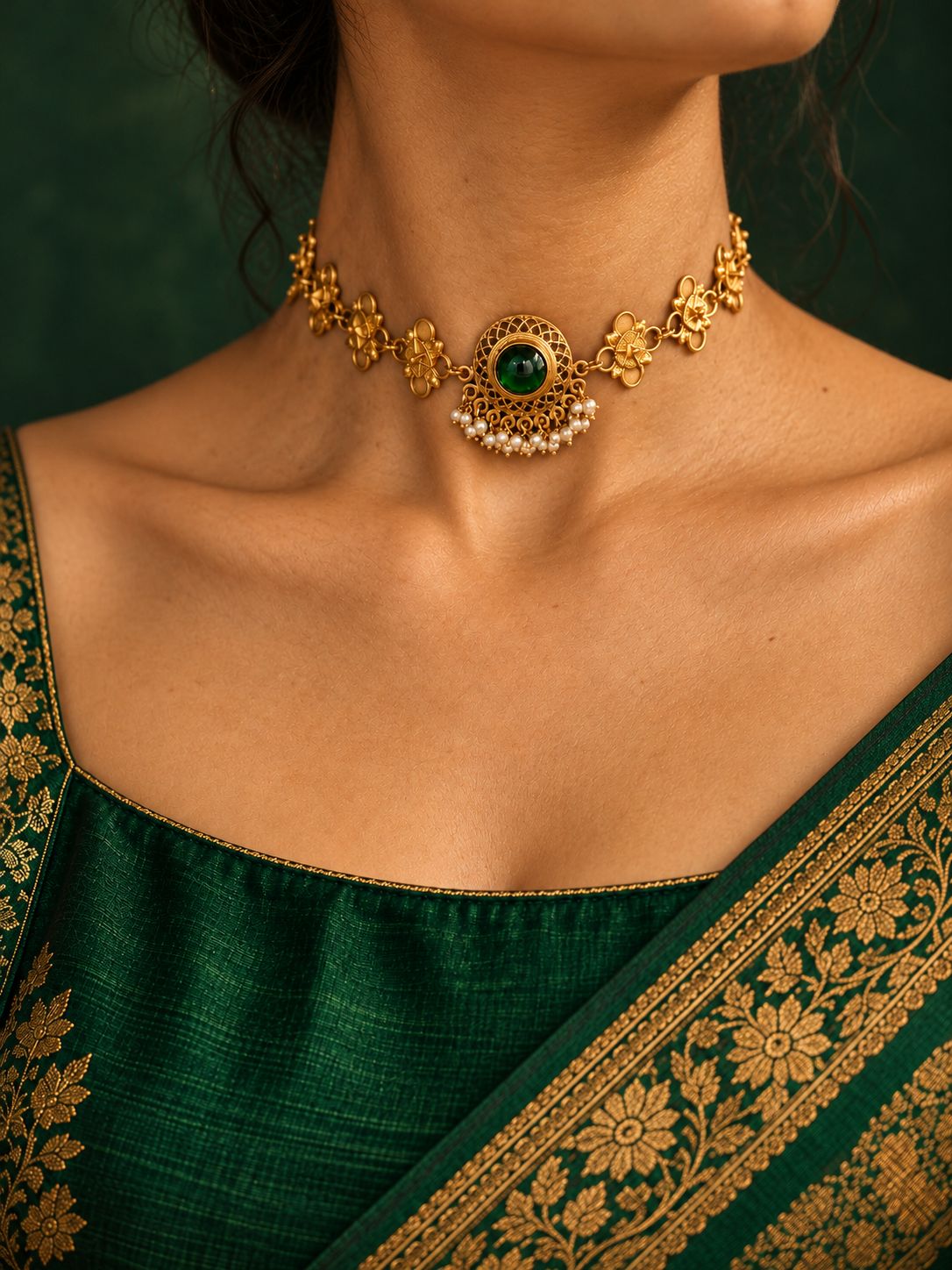 Aditi Emerald Temple Necklace