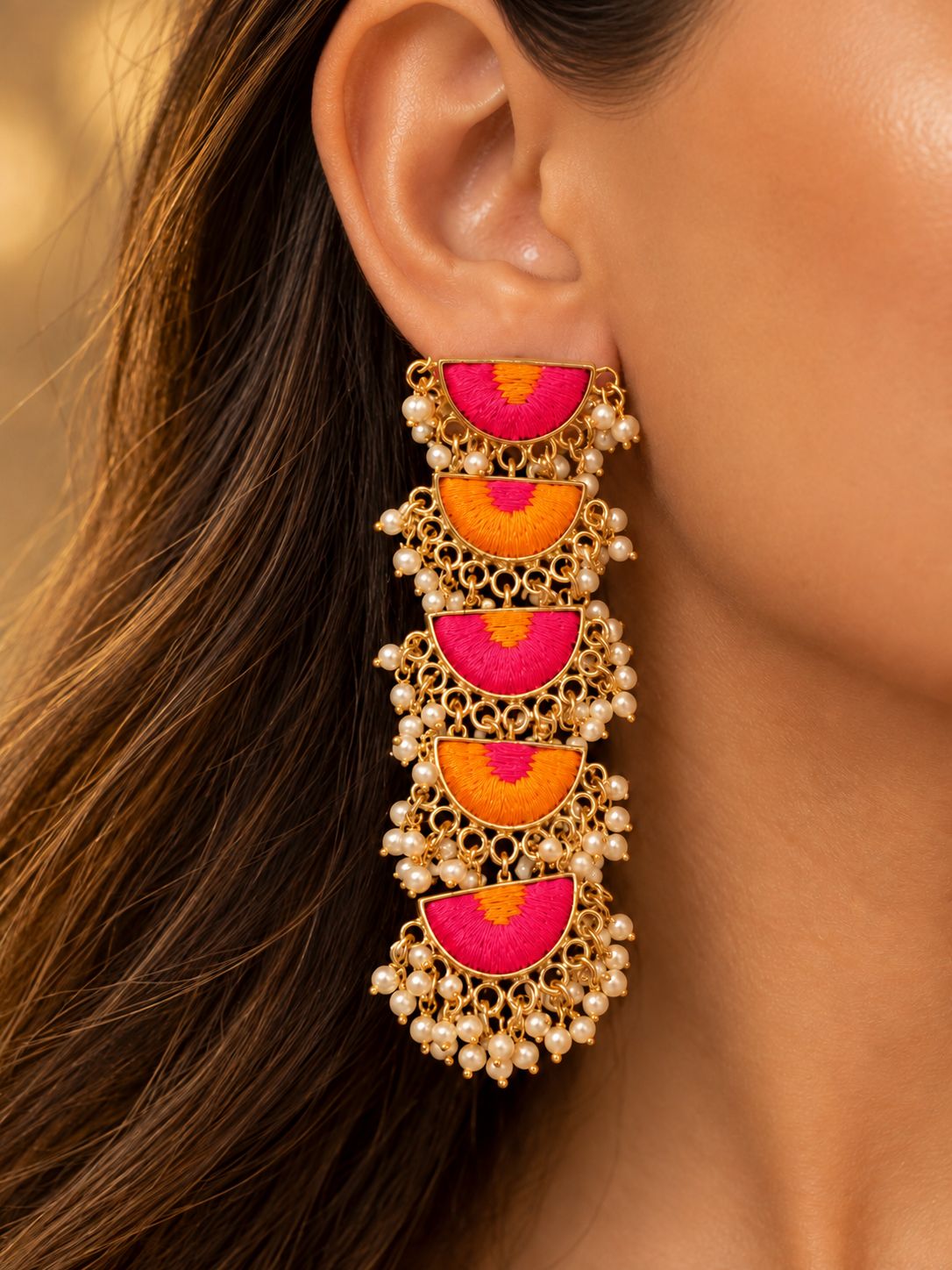 Esha Silk Thread Statement Earrings