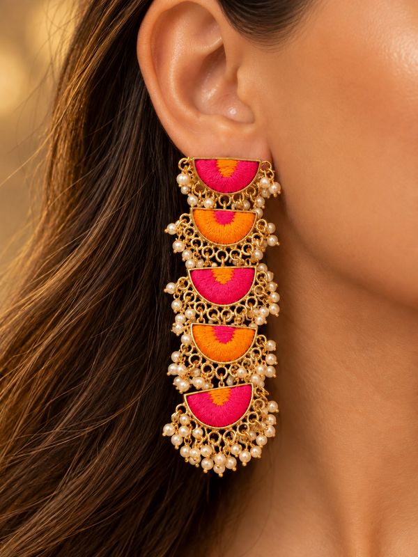 Esha Silk Thread Statement Earrings