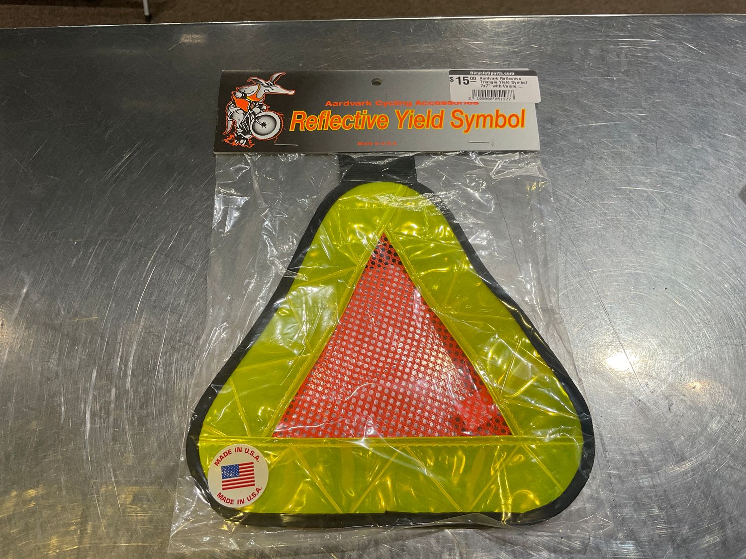 Aardvark Reflective Triangle Yield Symbol 7x7&quot; with Velcro Strap
