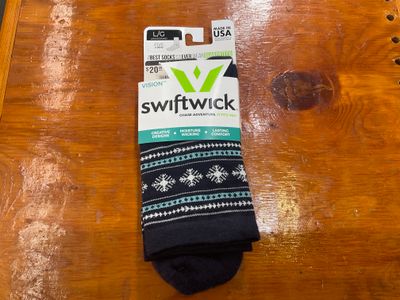Swiftwick Vision Five Winter Collection Socks - 5 inch Winter Navy Snowflake Large
