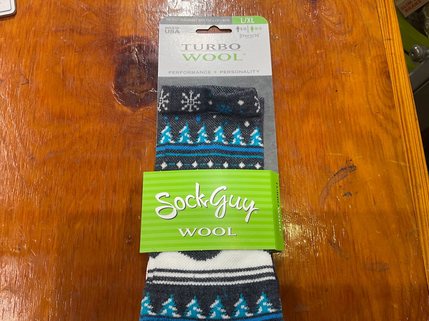 SockGuy Winter Sweater Wool Socks - 6 inch Blue/Gray/White Large/X-Large