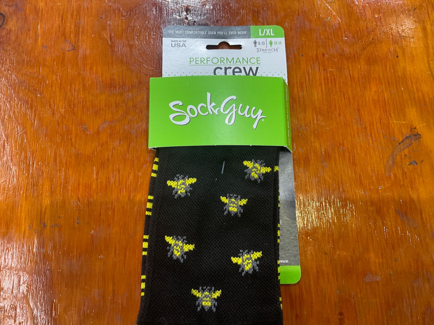 SockGuy Buzz Crew Socks - 6 inch Black/Yellow Large/X-Large