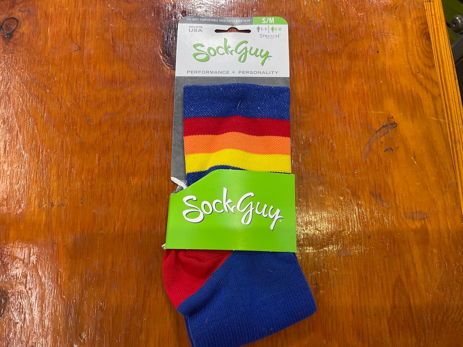 SockGuy Classic Vintage Socks - 4 inch Blue/Red/Orange/Yellow Small/Medium