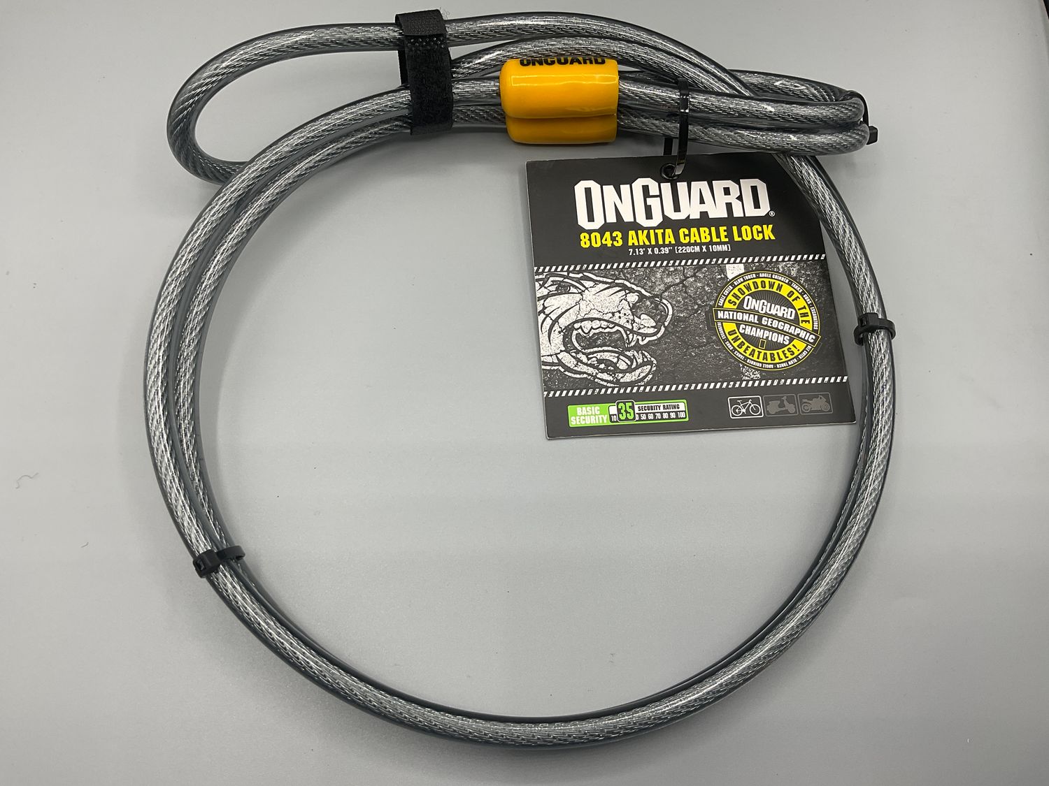 OnGuard Akita Cable: 7&#39; x 10mm, Gray/Orange