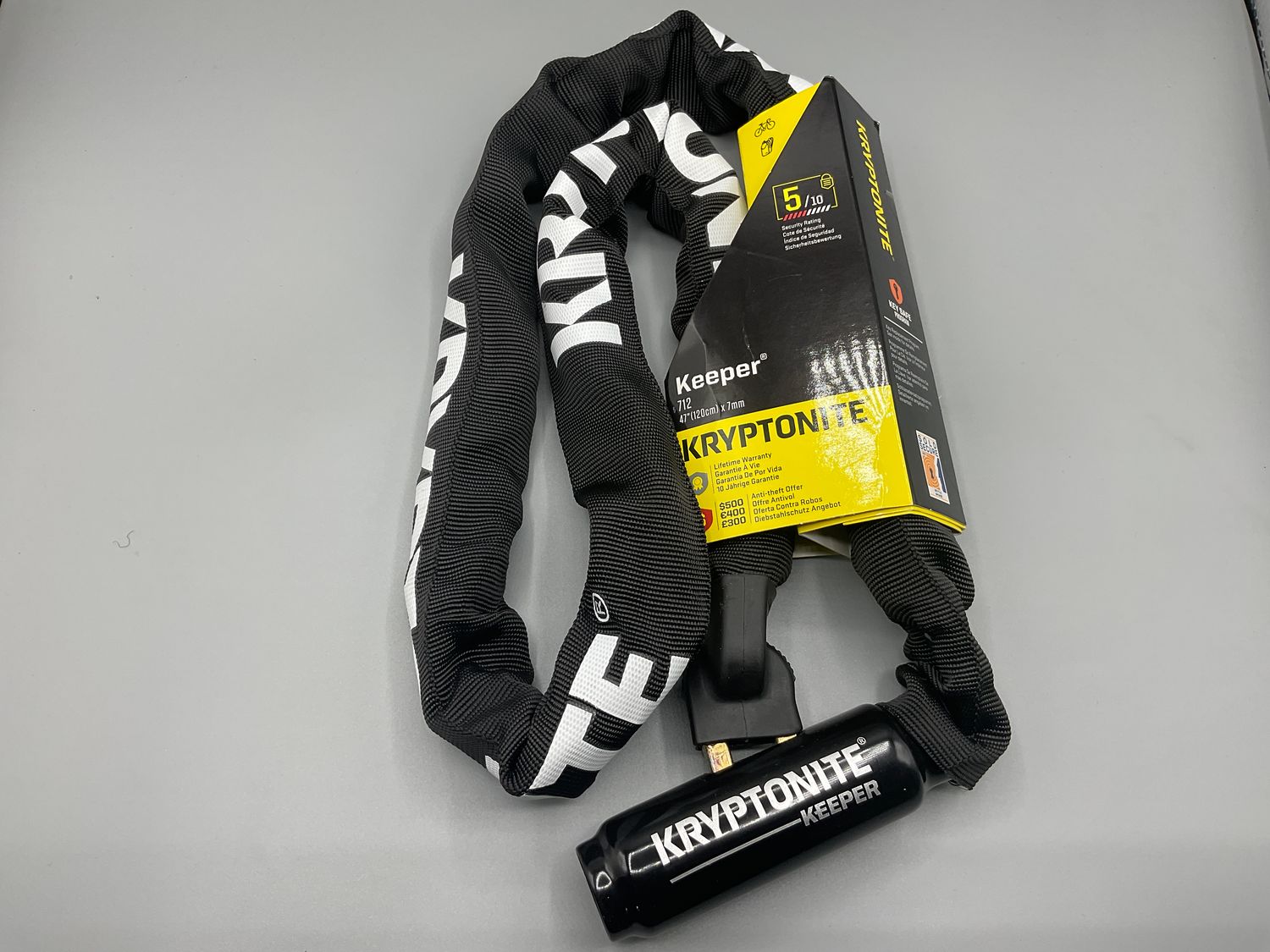 Kryptonite Keeper 712 Chain Lock with Key: 3.93&#39; (120cm)